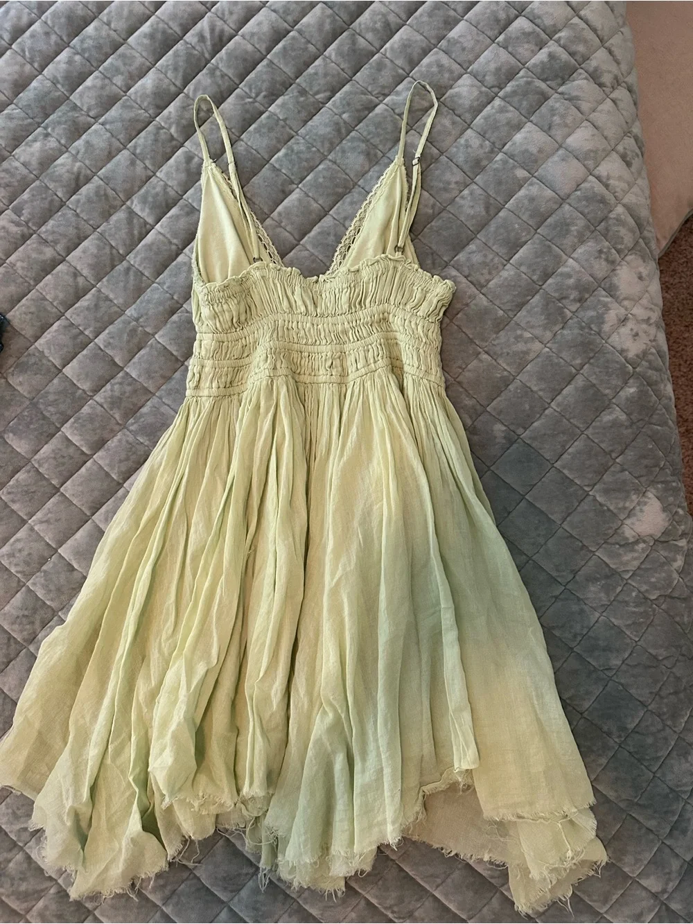 Free People ,  Delia, Raw Hem, cotton Lime Green Mini Dress